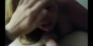 Pretty wife giving me bj for facial