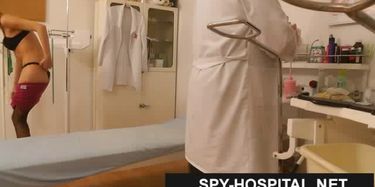 Pale skin redhead clinic spy cam video