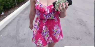 Cute amateur Lena Paul sucking cock for cash